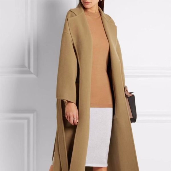 画像4: Women's basic camel long coat outer ウーマンベーシックキャメルロングコート　アウター (4)