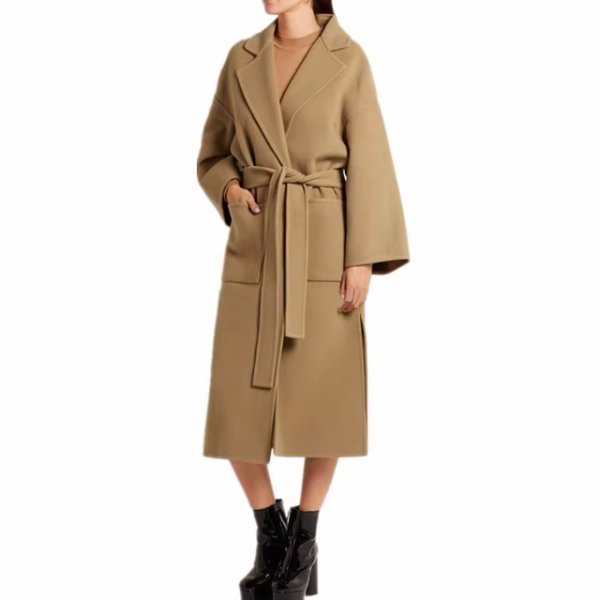 画像2: Women's basic camel long coat outer ウーマンベーシックキャメルロングコート　アウター (2)