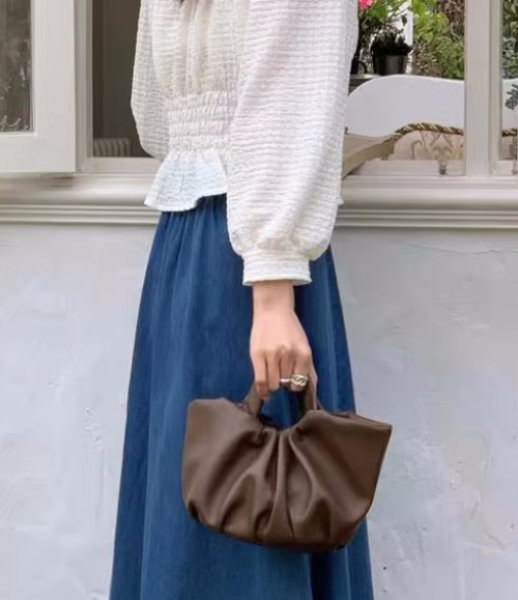 画像11: Women's Pleated Portable Leather Bucket Tote Shoulder Bag プリーツポータブルレザートートショルダー2WAYバッグ (11)