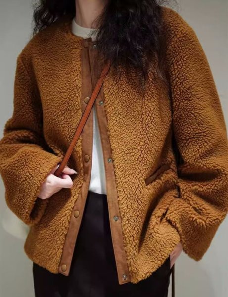 画像2: Women's Wool Boa Belt Jacket coat outer 　ベルトウールボアジャケットコートアウター (2)