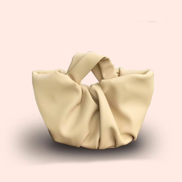 画像3: Women's Pleated Portable Leather Bucket Tote Shoulder Bag プリーツポータブルレザートートショルダー2WAYバッグ (3)