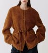 画像1: Women's Wool Boa Belt Jacket coat outer 　ベルトウールボアジャケットコートアウター (1)