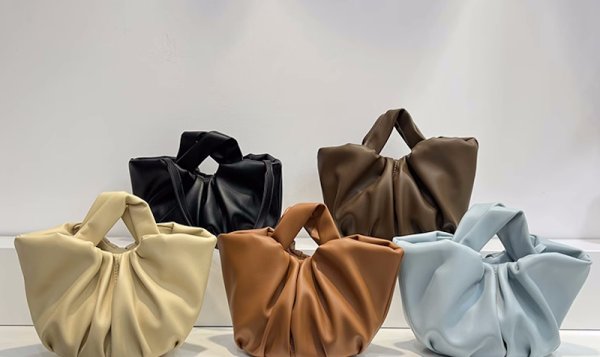 画像14: Women's Pleated Portable Leather Bucket Tote Shoulder Bag プリーツポータブルレザートートショルダー2WAYバッグ (14)