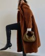 画像1: Women's mid-length  hooded lapel fashionable lamb wool  coat outer フード付きラペルフェイクファーラムウールミドルコート　アウター (1)