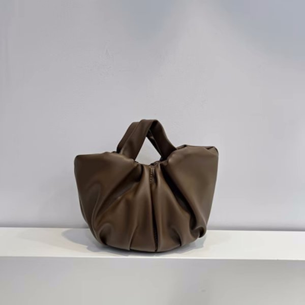 画像16: Women's Pleated Portable Leather Bucket Tote Shoulder Bag プリーツポータブルレザートートショルダー2WAYバッグ (16)