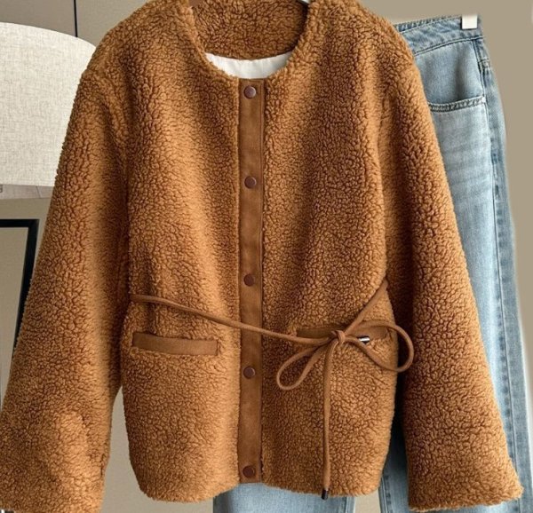 画像5: Women's Wool Boa Belt Jacket coat outer 　ベルトウールボアジャケットコートアウター (5)