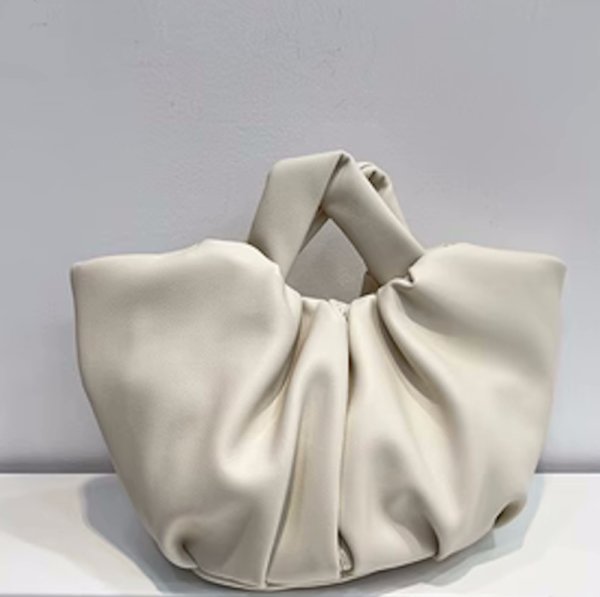 画像13: Women's Pleated Portable Leather Bucket Tote Shoulder Bag プリーツポータブルレザートートショルダー2WAYバッグ (13)
