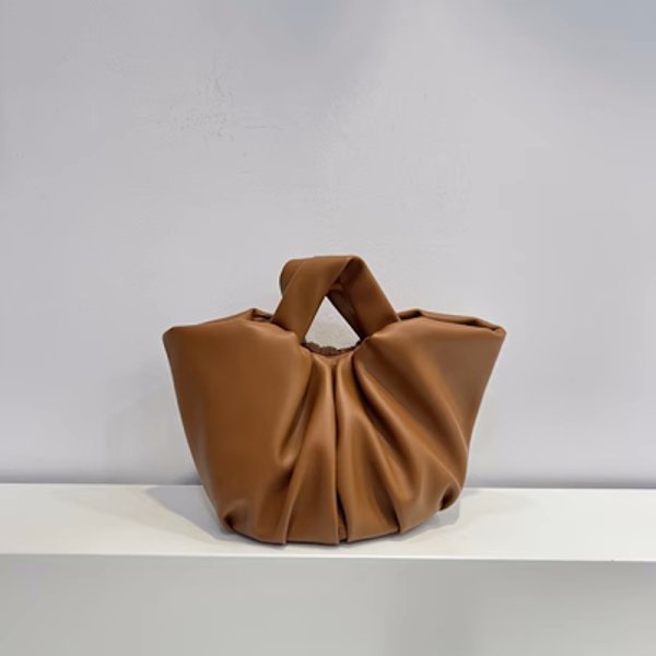 画像15: Women's Pleated Portable Leather Bucket Tote Shoulder Bag プリーツポータブルレザートートショルダー2WAYバッグ (15)