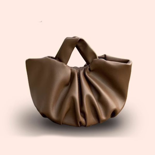 画像4: Women's Pleated Portable Leather Bucket Tote Shoulder Bag プリーツポータブルレザートートショルダー2WAYバッグ (4)