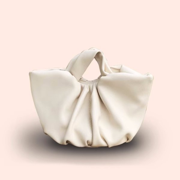 画像5: Women's Pleated Portable Leather Bucket Tote Shoulder Bag プリーツポータブルレザートートショルダー2WAYバッグ (5)