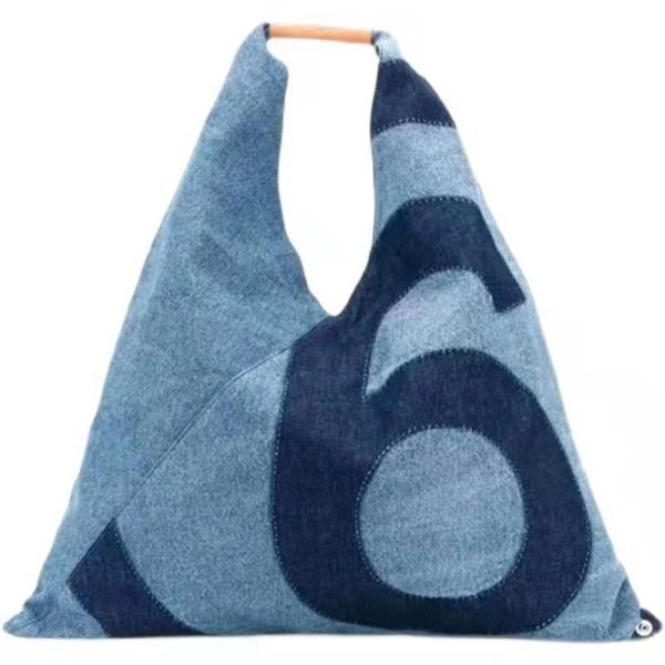 画像1: Women's Lazy style denim letter canvas  tote Shoulder Bag デニムキャンバスレタートートショルダー2WAYバッグ (1)