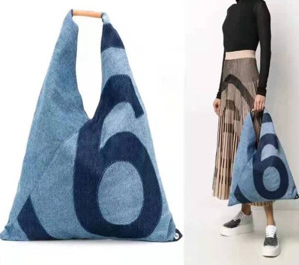 画像4: Women's Lazy style denim letter canvas  tote Shoulder Bag デニムキャンバスレタートートショルダー2WAYバッグ (4)
