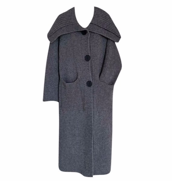 画像3: Women's Long large quilt lapel twist sweater jacket long coat outer ウーマンロングラージキルトラペルツイストニットロングコート　アウター (3)