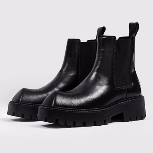 画像9: Men's niche square-toe Martin boots　レザークエアトゥサイドゴアマーティンブーツ (9)