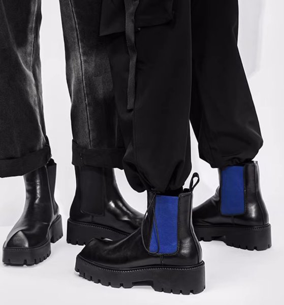 画像6: Men's niche square-toe Martin boots　レザークエアトゥサイドゴアマーティンブーツ (6)