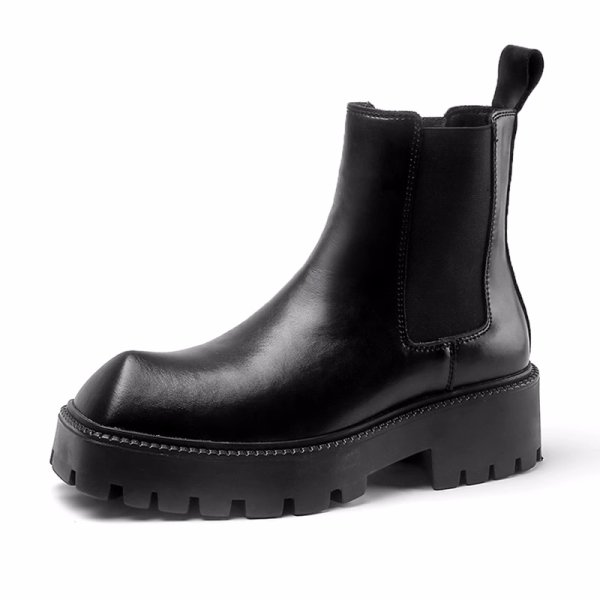 画像3: Men's niche square-toe Martin boots　レザークエアトゥサイドゴアマーティンブーツ (3)