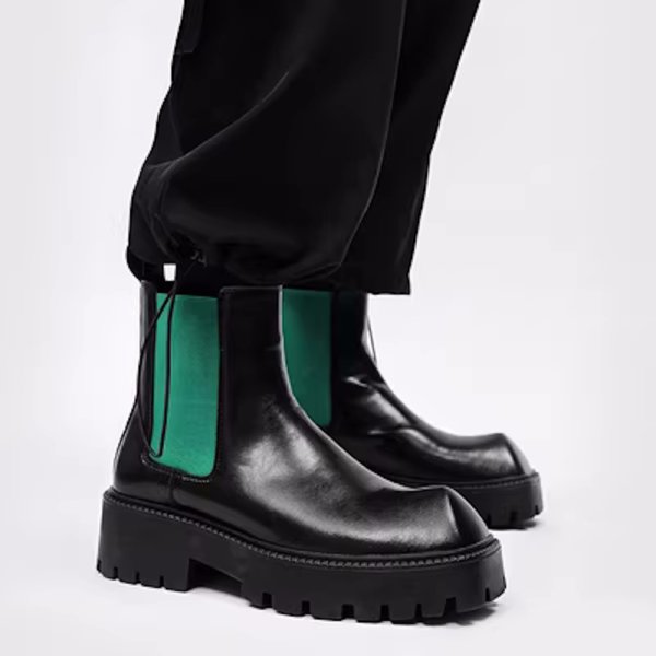 画像8: Men's niche square-toe Martin boots　レザークエアトゥサイドゴアマーティンブーツ (8)