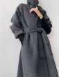 画像2: Women's stand-up collar wool double-sided woolen coat long coat outer ウーマンスタンドカラーロングコート　アウター (2)