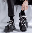 画像4: square toe leather Thick-soled lace up loafers boots 　メンズスクエアトゥプラットホームレザーレースアップローファースニーカーブーツ (4)