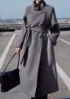 画像3: Women's stand-up collar wool double-sided woolen coat long coat outer ウーマンスタンドカラーロングコート　アウター (3)