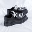 画像3: square toe leather Thick-soled lace up loafers boots 　メンズスクエアトゥプラットホームレザーレースアップローファースニーカーブーツ (3)