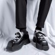 画像5: square toe leather Thick-soled lace up loafers boots 　メンズスクエアトゥプラットホームレザーレースアップローファースニーカーブーツ (5)