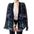 画像1: Women's V-neck tassel raw edge mixed color knitted cardigan Jacket coat outer 　フリンジツイードニットジャケットコートアウター (1)