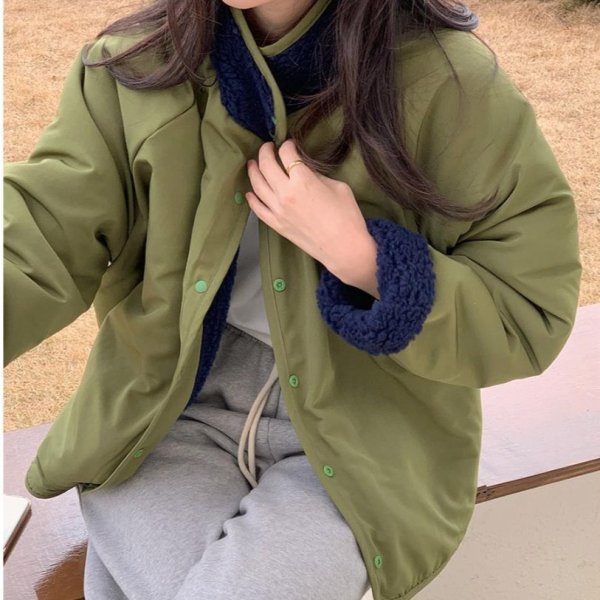 画像11: Women's reversible fur fleece jacket coat outer 　リバーシブルファーボアジャケットコートアウター (11)