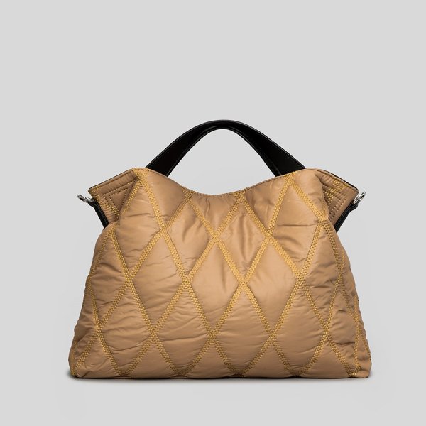 画像6: Women's New solid color down one-shoulder handbag tote Shoulder Bag ソリッドカラーダウンワンショルダーキルティングハンドバッグトートショルダー2WAYバッグ (6)