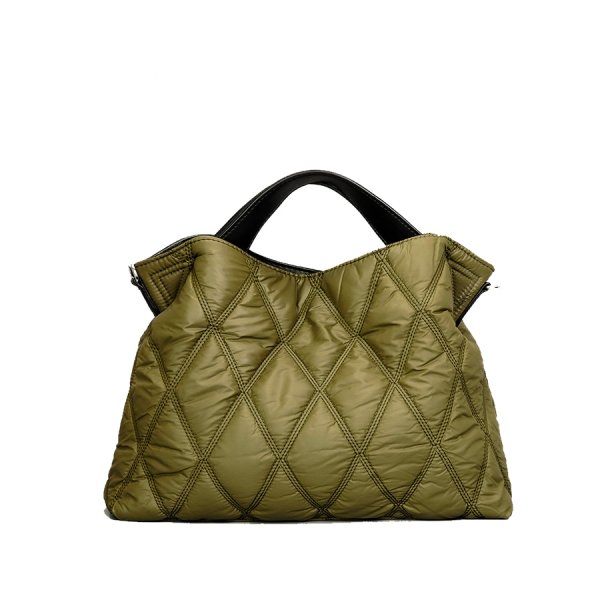 画像3: Women's New solid color down one-shoulder handbag tote Shoulder Bag ソリッドカラーダウンワンショルダーキルティングハンドバッグトートショルダー2WAYバッグ (3)