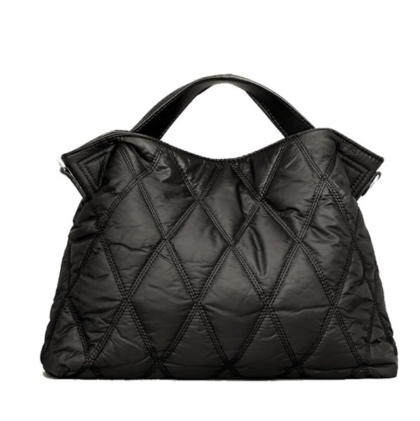 画像1: Women's New solid color down one-shoulder handbag tote Shoulder Bag ソリッドカラーダウンワンショルダーキルティングハンドバッグトートショルダー2WAYバッグ (1)