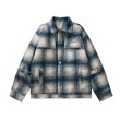 画像1: gradient plaid woolen jacket coat　ユニセックス男女兼用チェックウールジャケットブルゾンスタジャン (1)