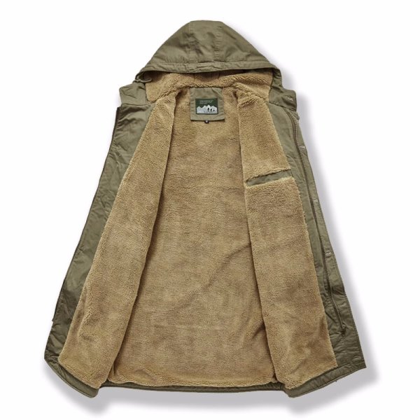 画像5: Mens hooded thickened cotton coat jacket ユニセックス男女兼用フード付きARMYアーミーロングコート (5)