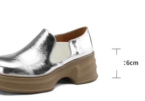 画像9: women casual wedge heel platform sole round toe lazy loafers pumps　ウエッジ厚底プラットホームローファー パンプス (9)