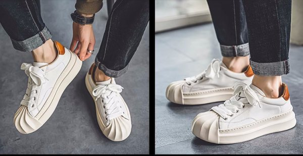 画像3: shell toe lace up leather sneakers　男女兼用ユニセックスシェルトゥレースアップレザースニーカー (3)