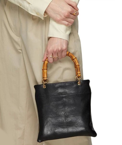 画像8: leather dark crocodile pattern bamboo handle tote shoulder bag 男女兼用ユニセックスレザーバンブーハンドルトートショルダーレザーハンドバッグ2WAYバッグ (8)