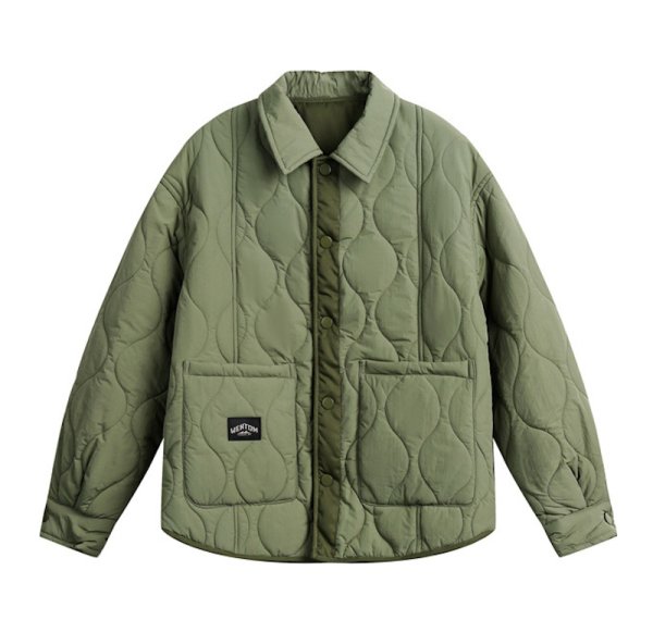 画像1: contrasting color quilted jacket coat　ユニセックス男女兼用キルティングコントラストジャケット　コート (1)