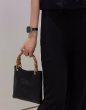 画像3: leather dark crocodile pattern bamboo handle tote shoulder bag 男女兼用ユニセックスレザーバンブーハンドルトートショルダーレザーハンドバッグ2WAYバッグ (3)