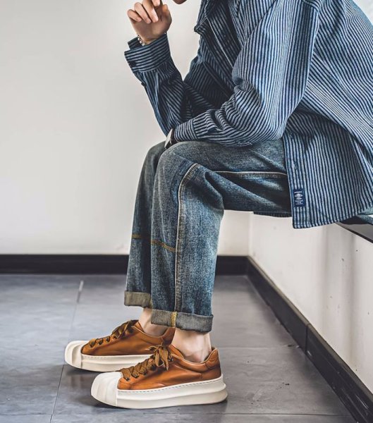 画像4: shell toe lace up leather sneakers　男女兼用ユニセックスシェルトゥレースアップレザースニーカー (4)