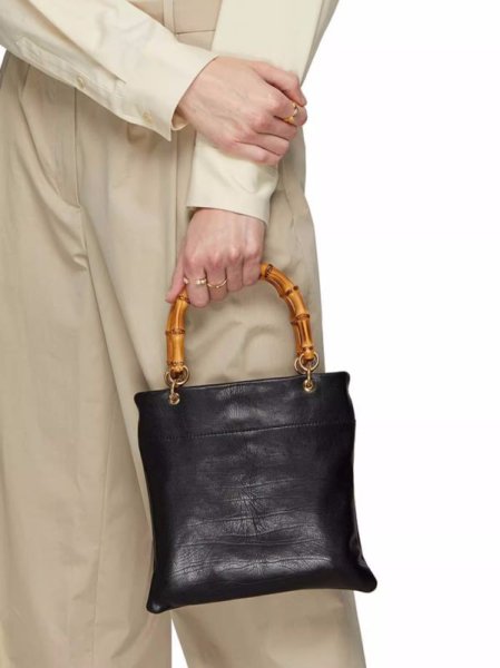 画像1: leather dark crocodile pattern bamboo handle tote shoulder bag 男女兼用ユニセックスレザーバンブーハンドルトートショルダーレザーハンドバッグ2WAYバッグ (1)