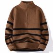 画像3: half zip up border sweater tops　男女兼用ユニセックスハーフジップアップ ボーダーセーター トップス (3)