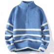 画像1: half zip up border sweater tops　男女兼用ユニセックスハーフジップアップ ボーダーセーター トップス (1)