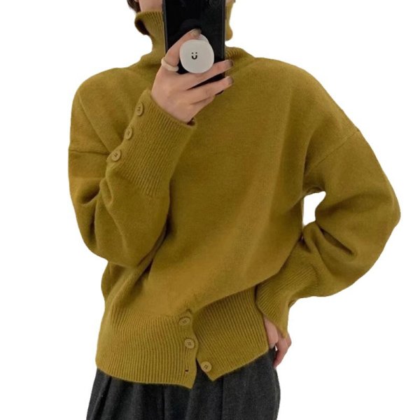 画像5: Women's  long-sleeved slit sweater Knitted 　スリットタートルネックニットセーター (5)