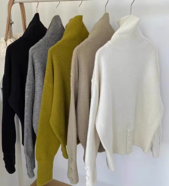 画像9: Women's  long-sleeved slit sweater Knitted 　スリットタートルネックニットセーター (9)