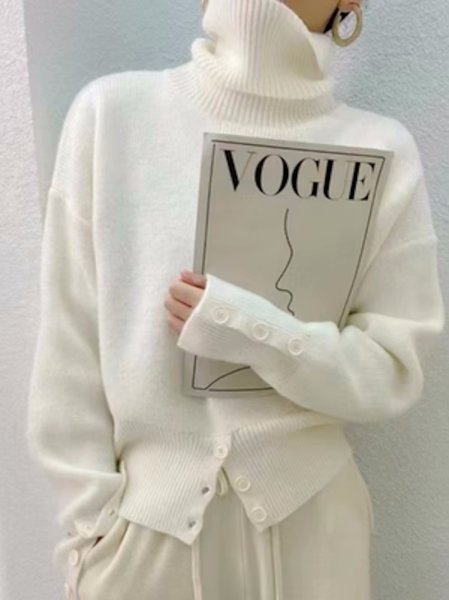 画像2: Women's  long-sleeved slit sweater Knitted 　スリットタートルネックニットセーター (2)