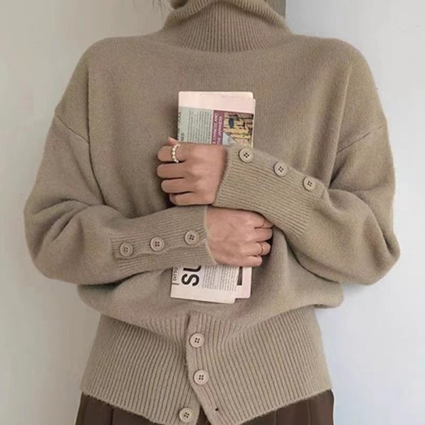 画像3: Women's  long-sleeved slit sweater Knitted 　スリットタートルネックニットセーター (3)