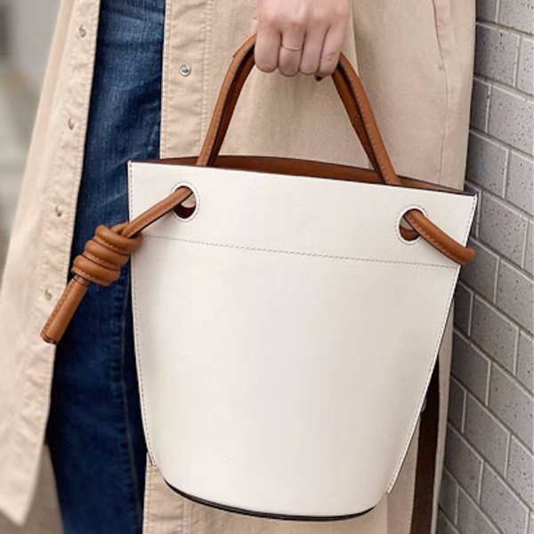 画像7: rope simple and high-end  bucket leather tote underarm bag 男女兼用ユニセックスレザーバケットシンプルトートアンダーアームバッグ (7)