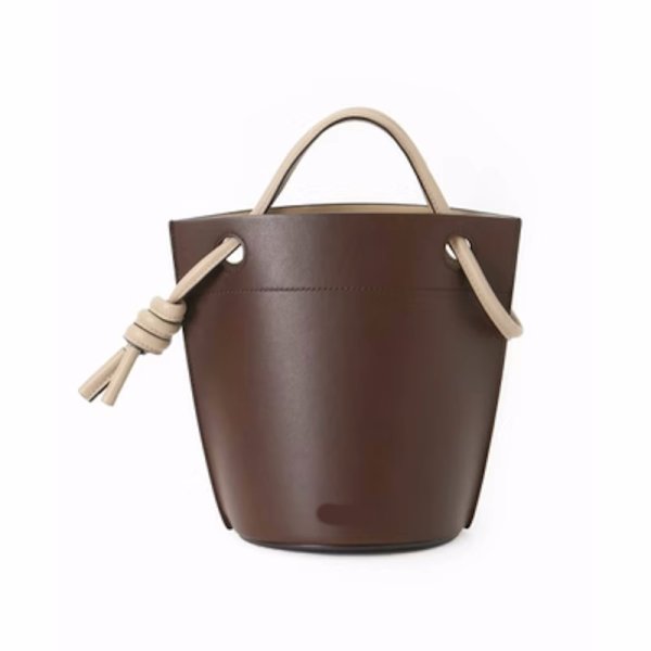 画像2: rope simple and high-end  bucket leather tote underarm bag 男女兼用ユニセックスレザーバケットシンプルトートアンダーアームバッグ (2)