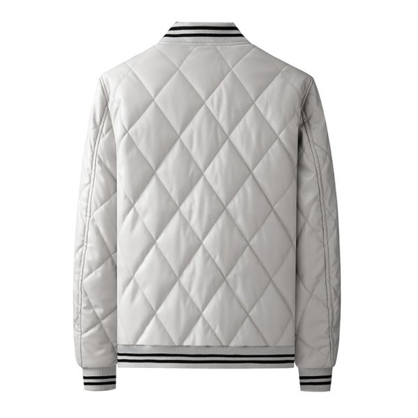 画像4: quilted leather blouson stadium jumper down jacket　キルティングレザーダウンジャケットブルゾンスタジャン (4)