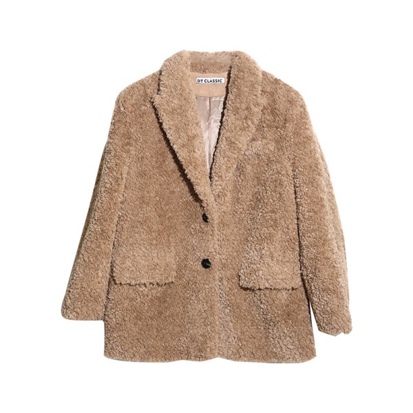 画像1: Women's Tailor Color Maillard Teddy Bear Coat jacket outer  ウーマンテイラーカラーテディベア ジャケット コートアウター (1)